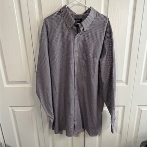 Harbor Bay Purple White Gingham Plaid Long Sleeve Button Up‎ Men's Size 2XLT